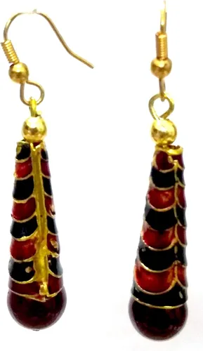 Vista 2 de DESI HAWKER Meenakari Minakari esmalte pintura oro hecho a mano pendiente Bali Jhumki Jhumka joyería Bollywood indio gota cuelga lámpara NI-233