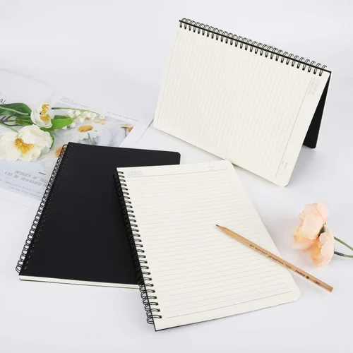 Vista 5 de EUSOAR Cuaderno rayado en espiral, paquete de 3 cuadernos B5 de 7.3 x 10.2 pulgadas, 120 páginas, tapa dura, a rayas, cuaderno de escritura, diario