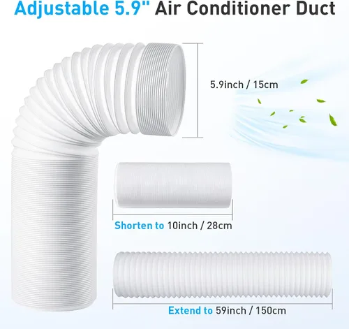 Vista 3 de AGPTEK Kit de ventilación de ventana para aire acondicionado portátil con manguera de 5.9 pulgadas, placas de sellado de ventana ajustables de 16.9