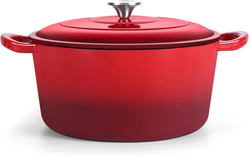 Vista 18 de TeamFar Horno holandés de hierro fundido esmaltado, olla pequeña de 3 cuartos de galón con tapa, olla de hierro fundido resistente para hornear pan