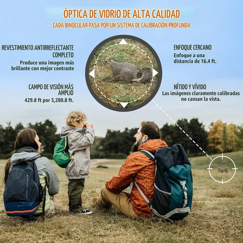 Vista 4 de BeBison - Binoculares para niños, óptica real de alta resolución de 8 x 21 pulgadas, binoculares compactos plegables a prueba de golpes, para Naranja