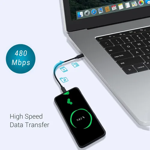 Vista 4 de Cable corto USB a USB C, cable USB C corto