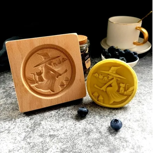 Vista 25 de Molde de Galletas de Madera Tallada con Pájaro - Cortador de Galletas de Jengibre DIY con Prensa de Relieve
