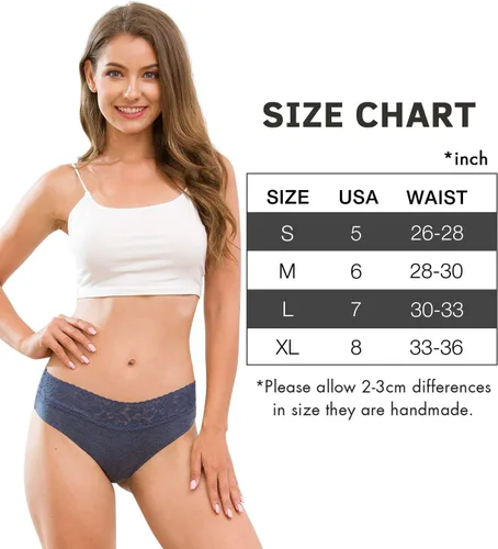 Vista 6 de Tangas de las mujeres Ropa interior de algodón sin costuras Tangas para las mujeres Encaje Trim Bragas