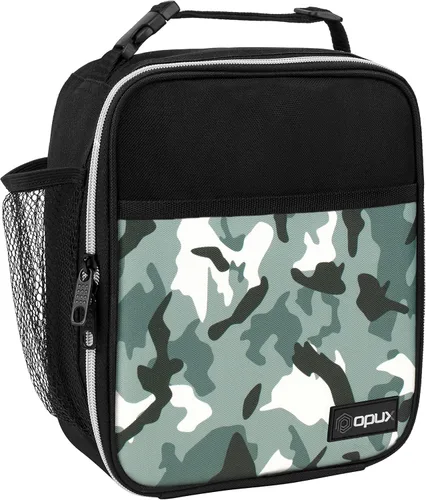 Vista 11 de OPUX lonchera aislada de alta calidad Bolsa de almuerzo escolar suave hermética para niños y niñas Durable y reutilizable como lonchera de Negro