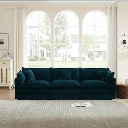 Vista 36 de Sofá modular de felpilla de 111.4 pulgadas, moderno juego de sofá de 3 asientos con asiento profundo, cómodo sofá nube con cojín de espuma doble