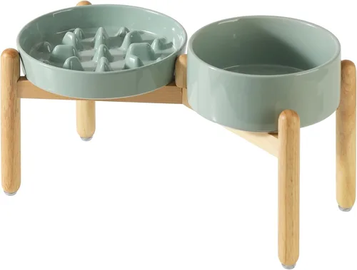 Vista 58 de Havniva Cuencos elevados para perros de alimentación lenta, 6.1 pulgadas 1 x café marrón - C