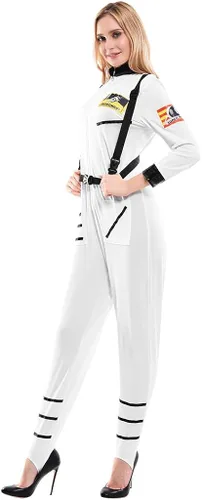Vista 3 de ReneeCho Traje de astronauta para mujer sexy traje espacial cósmico Halloween