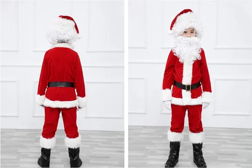 Vista 5 de ELFJOY Traje de Papá Noel para niños, disfraz de Halloween para Navidad