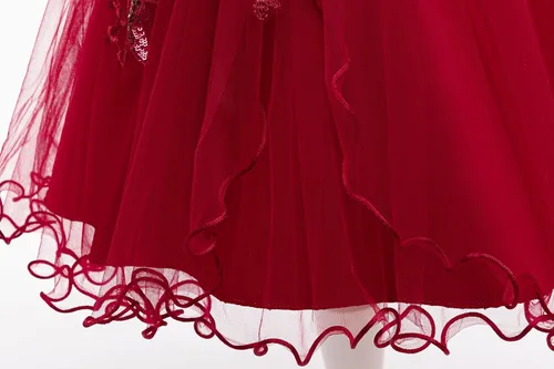 Vista 6 de Weileenice Vestido de dama de honor de encaje para niñas de flores, princesa, boda, graduación, concurso de cumpleaños, fiesta de cumpleaños, tutú