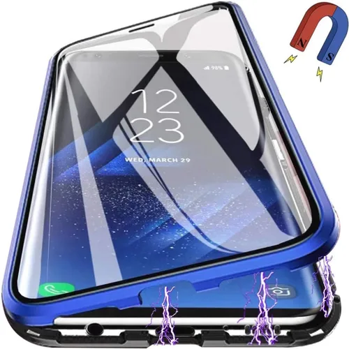 Vista 13 de Funda magnética para Huawei P30 Lite, protección completa de 360°, parachoques de metal con parte delantera y trasera, cubierta abatible de vidrio