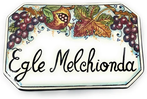 Vista 2 de CERAMICHE D'ARTE PARRINI - Azulejo de cerámica italiana de cerámica personalizada Número de casa placas cívicas decoradas frutas pintadas a mano
