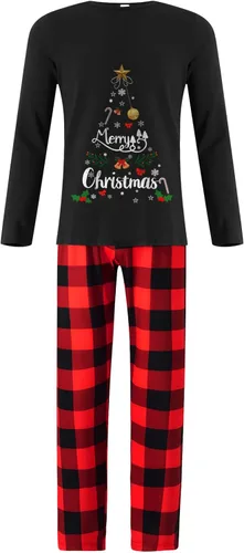Vista 5 de WakeUple Pijamas de Navidad a juego para la familia, conjuntos de pijamas de Navidad clásicos rojos para mujeres, hombres, niños, perros y bebés