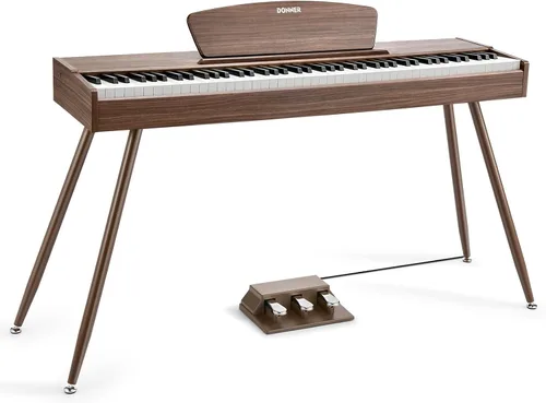 Vista 10 de Donner DDP-80 - Piano digital de 88 teclas, teclado pesado de tamaño completo, piano eléctrico de tamaño completo para principiantes, con atril