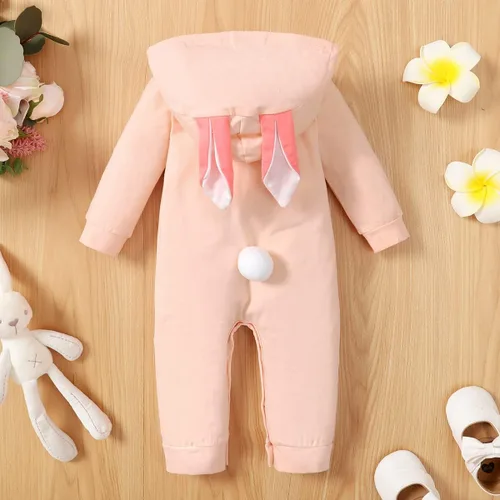 Vista 3 de Singcoco Disfraz de Pascua para bebé, ropa de Pascua para 1 Pascua, mameluco de conejo (rosa, 12-18 meses)