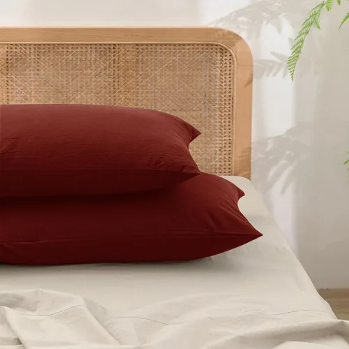 Vista 23 de BESTOUCH 100% Algodón Lavado Funda de Almohada para Cabello y Piel, Sensación de Lino, Suave, Cómoda, Transpirable, Juego de 2 Fundas de Almohada