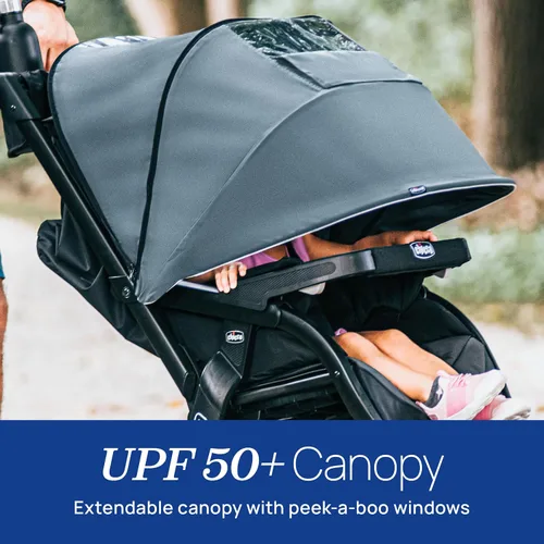 Vista 5 de Chicco Activ3 - Cochecito para correr y asiento de coche, sistema de viaje Solar/Grey, infant car seat and stroller combo, foam-filled tires, UPF