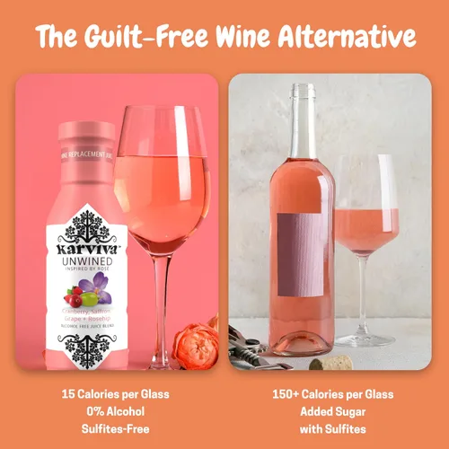 Vista 5 de Karviva Alternativa al vino rosado sin vino sin alcohol – Bajo en azúcar, orgánico, mezcla de hierbas para relajación, equilibrio hormonal y salud