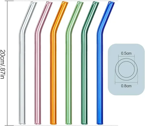 Vista 7 de Pajitas de vidrio dobladas reutilizables ecológicas, paquete de 12 (rosa)