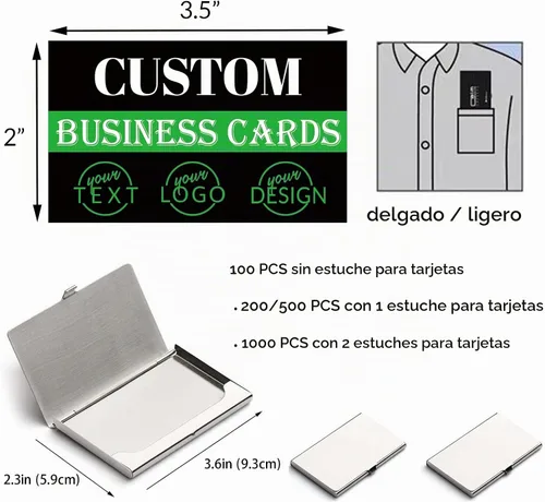 Vista 3 de 100 tarjetas de visita personalizadas de impresión de doble cara, personaliza con tu logotipo, tarjetas personalizadas de 3.5 x 2 pulgadas