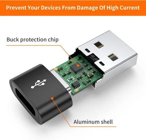 Vista 5 de JXMOX Adaptador USB C hembra a USB macho, paquete de 4 unidades, convertidor de cable de carga tipo C a USB A para Apple Watch Ultra iWatch 8 SE