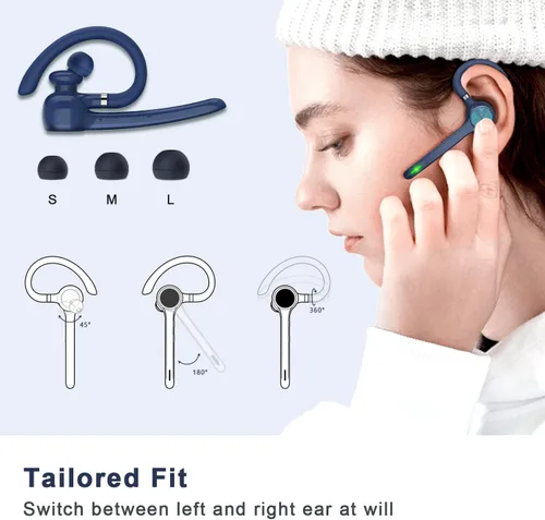 Vista 5 de HEIBAS Auriculares Bluetooth, auricular inalámbrico con micrófono para el Azul oscuro
