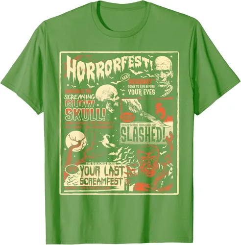 Vista 16 de Vintage Horrorfest Movie Poster Terror Old Time Halloween Camiseta S Negro