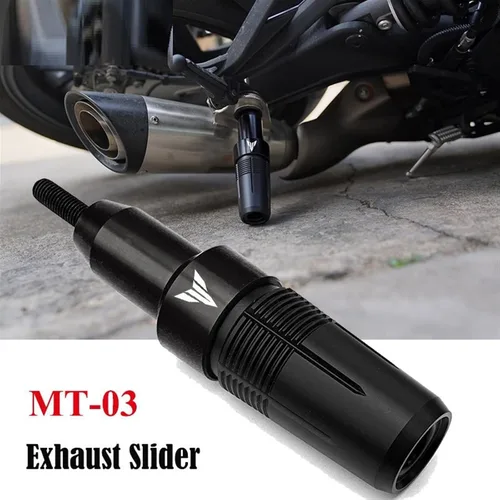 Vista 2 de Accesorios para motocicleta, deslizador de escape, protección contra caídas para Yamaha MT-03 MT25 R3 R25 2012 2021 2022 2023 (color: negro-MT)