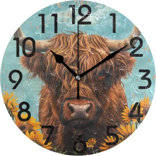 Vista 30 de Spring Hummingbird - Reloj de pared redondo con estampado de flores, 9.5 pulgadas, funciona con pilas, reloj de escritorio analógico silencioso