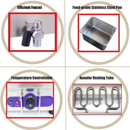 Vista 2 de INTBUYING 1/3 GN 6 Pan eléctrico Comercial Alimentos Sopa Calentador de vapor Mesa Vapor 12x5.5x6inch Pan Calefactor de Alimentos Calientes