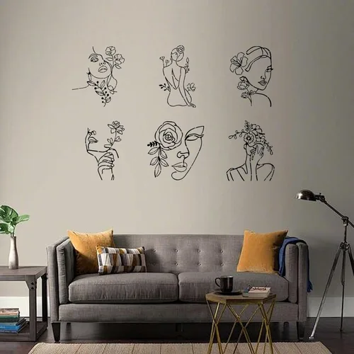 Vista 4 de ORIGACH 9 PCS 11.8x11.8 pulgadas Plantillas Abstractas Minimalistas Modernas de Mujeres, Patrón de Cara Femenina Floral Plantillas Grandes de PET