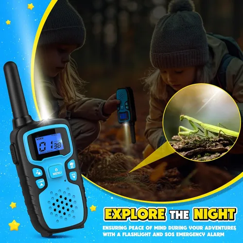 Vista 6 de Wishouse Walkie Talkies para niños y adultos de largo alcance recargable, regalo de cumpleaños de Navidad para niños y niñas de 3, 4, 5, 6, 7, 8, 9