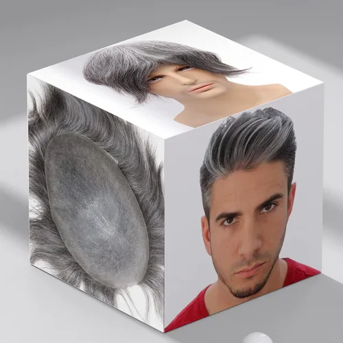 Vista 17 de toupee tupé para hombres 0.002 in ultra suave, transparente, piel fina, toda línea capilar natural con bucle en V para hombre, pelucas de sistemas