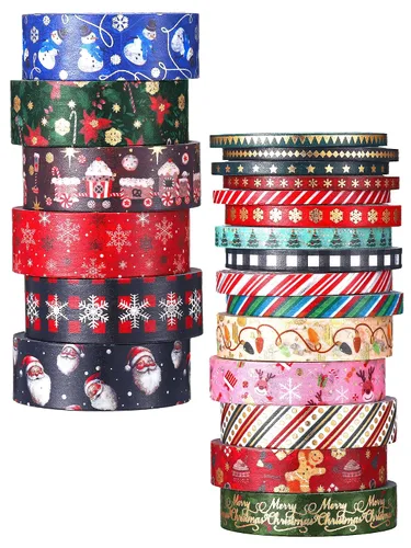 Vista 7 de Outus 21 rollos de cinta washi navideña de papel dorado decorativo, antiguo