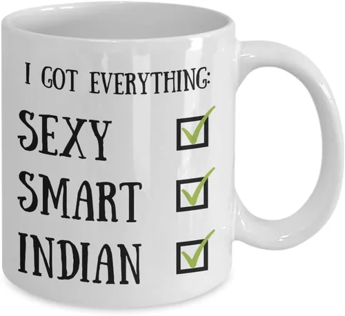 Vista 2 de Indian Coffee Mug India Pride Sexy Smart Funny Gift For Humor Novelty Ceramic Tea Cup 11 oz