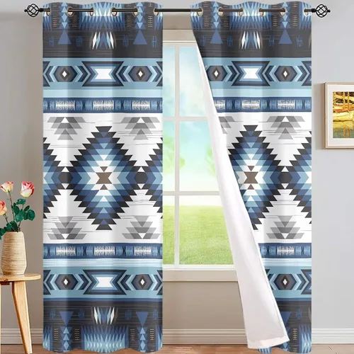 Vista 28 de ZFRXIGN Cortinas opacas para ventana de caballo azteca occidental, 63 pulgadas de largo, para cuarto de bebé, sala de estar, dormitorio, 2 paneles