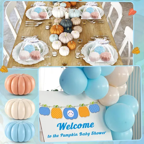 Vista 6 de Maxcheck 12 juegos de calabazas de otoño para baby shower, regalos de fiesta de jabón, incluye etiquetas temáticas de jabón de calabaza, bolsa