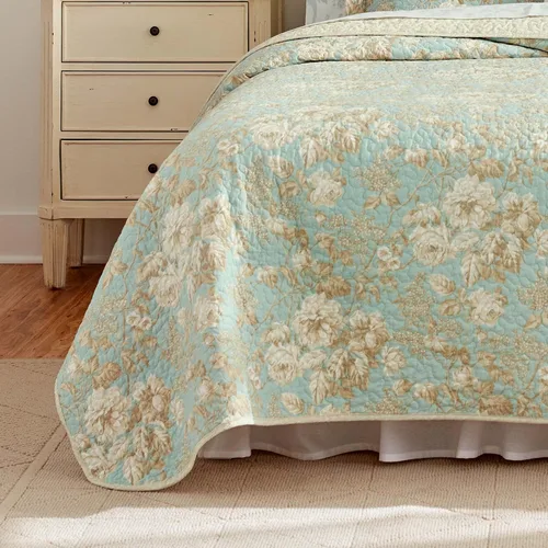 Vista 7 de Juego de colchas reversibles Brompton Serene de Laura Ashley, Algodón, Serene, gemelo