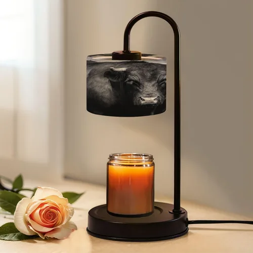 Vista 9 de Lámpara calentadora de velas con temporizador y atenuador, tartán a cuadros blancos y negros sin costuras, adecuado para calentador de cera