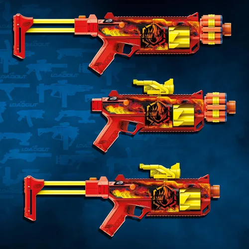 Vista 10 de Nerf Loadout FlareFusion Blaster, 3 accesorios de montaje intercambiables, 18 dardos Nerf N1, juguetes al aire libre para niños, a partir de 8 años