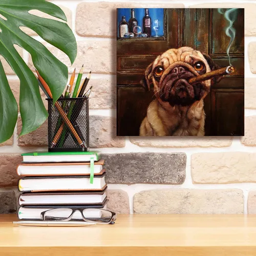 Vista 6 de Epic Graffiti 'Uptown Pug' de Lucia Heffernan, arte de pared en lienzo, 12 x 12 pulgadas