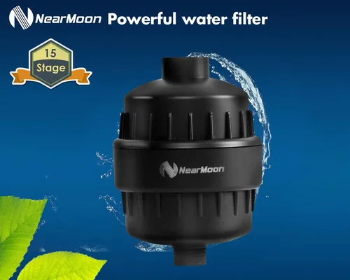Vista 3 de Cabezal de ducha NearMoon y combo de filtro de ducha de 15 etapas, ducha filtrada de alta presión para agua dura, mejora la condición de tu piel