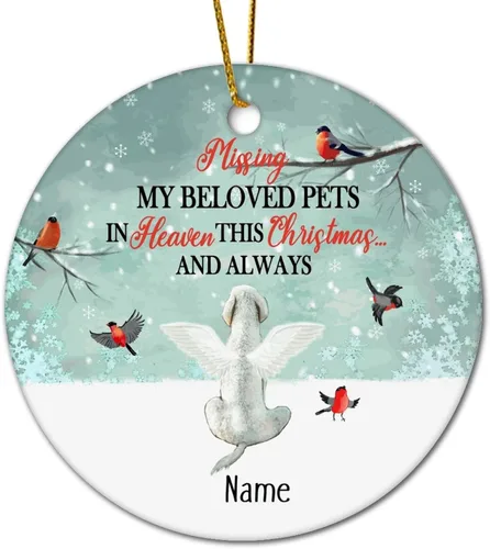 Vista 8 de Personalized Pet Memorial Ornament, Miss My Beloved Pets in Heaven Ornament, Dog Christmas Ornament, Pet Loss Gift, Dog Angel Wings Ornament, Custom