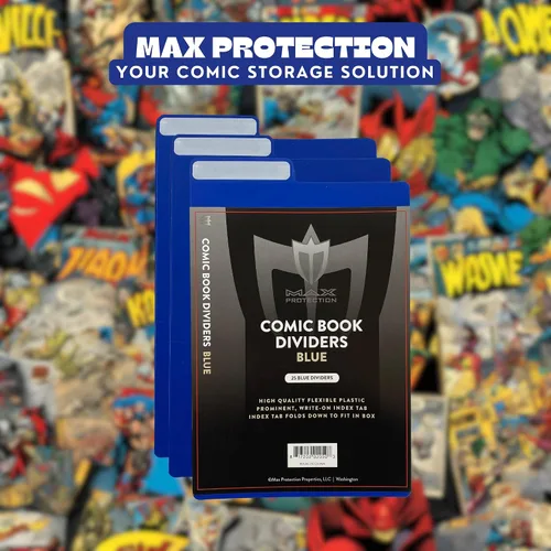 Vista 5 de Max Protection Separadores de cómics con pestañas, calidad de archivo de plástico de 30 puntos para almacenamiento de cómics, pestañas de índice