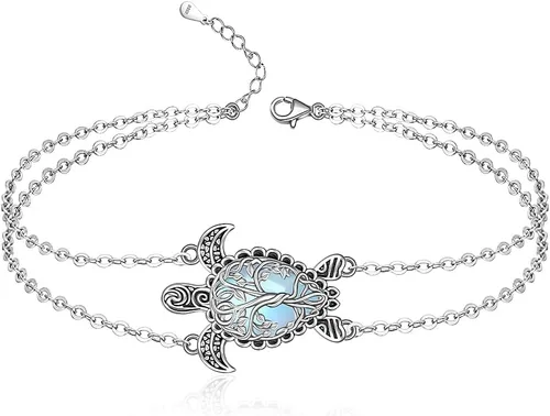 Vista 10 de Fenthring Sea Turtle Anklet Bracelets for Women Sterling Silver Ankle