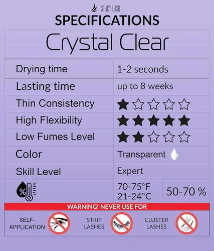 Vista 4 de STACY LASH Pegamento de extensión de pestañas transparente (0.17 fl.oz/0.2 fl oz)/1 segundo de tiempo de secado/retención - 8 semanas/adhesivo