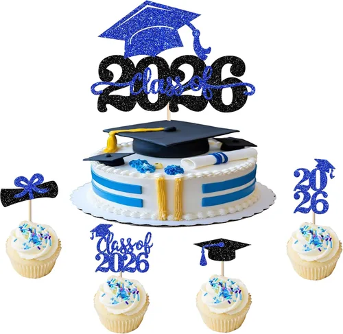 Vista 16 de Paquete de 24 adornos de graduación 3D 2024 para cupcakes 2024 con borlas doradas para fiestas temáticas de graduación 2024, suministros