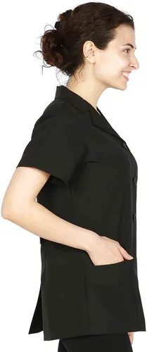 Vista 4 de Tess - Bata profesional de salón, chaqueta de estilista, uniforme de cosmetología, a prueba de lejía