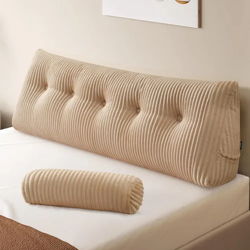 Vista 30 de Z-hom - Almohada grande para cabecero con un solo rollo, almohada de cuña para sentarse en la cama, cojín triangular de apoyo de respaldo para leer