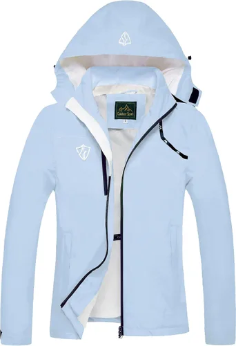 Vista 20 de GIISAM Chaqueta impermeable con capucha para mujer, chaqueta de lluvia ligera y plegable con cremallera completa, chaqueta cortavientos con capucha